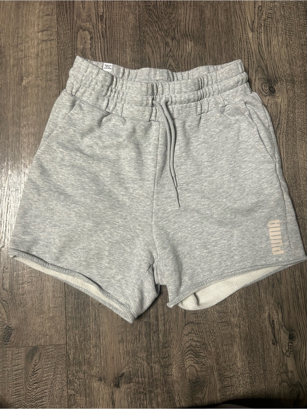 Puma Light Gray Athletic Fleece Drawstring Shorts